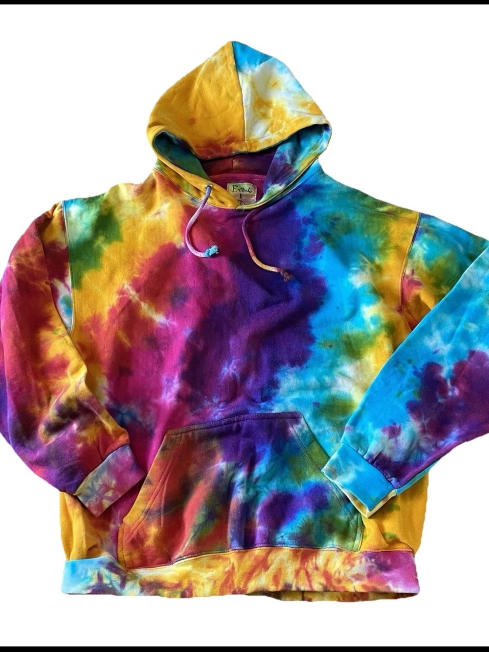 Exist Double 4-panel Hood Tie Dye Hoodie Kangaroo Pocket Sweatshirt L